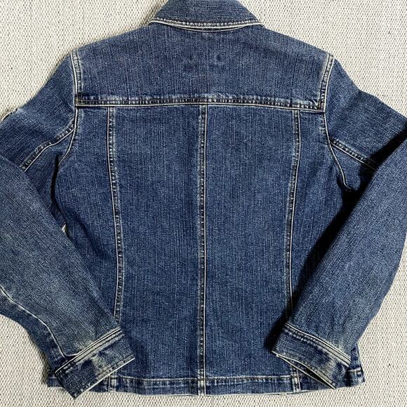 Jones New York Sport Vintage Jean Jacket Womens M Blue Fade Button Up Pockets - Picture 6 of 12
